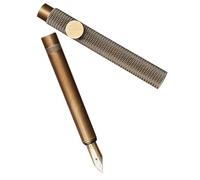 ROMISBABA Retro Mini Portable Brass Fountain Pen Fine Tip Smooth Black Ink Calligraphy Writing Tool for Students Artists Professionals Compact Lipstick Style Design