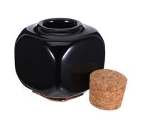 ROMISBABA Reusable Black Manicure Wooden Bottle Ceramic Liquid with Cork , Lightweight Medicine Cup for Practical Empty and Use Nail Art Suitable for Pocket Luggage