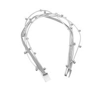 ROMISBABA Rhinestone and Faux Pearl Bracelet for Women, Silver-White Ccb Beads, Elegant Wrap Bangle Suitable for Weddings, Parties, and Everyday Wear