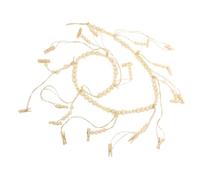 ROMISBABA Rustic Wooden Beads Garland Picture Display with Clips Hanging Photo Frame Collage for Wall Decoration Space-saving Clamp Holder for Living Bedroom