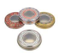 ROMISBABA Saffron Decorative and Delicate Storage 4pcs Tinplate Jars round with Sealed Lid, Easy to Clean Iron Containers Small Food Storage Boxes Random Color for Home Use