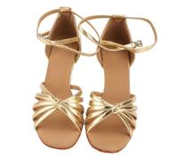 ROMISBABA Satin High Heel Latin Dance Shoes for Women Elegant Soft Sole Sandals Comfortable Heeled Footwear for Yoga Jazz Wedding and Dance Parties Golden