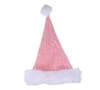 ROMISBABA Sequin Christmas Hat for Adults Warm Plush Santa Cap with Glittery Polyester Sequins and Pompom Festive Xmas Headwear for Holiday Parties and Year S Eve Celebration