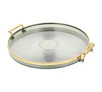 ROMISBABA Serving Tray and Stable round Large Capacity Plastic with Green Colour, Easy to Clean Circular Organizer Stylish and Practical Decorative Tray for Home Use for Tea Cups and Snacks