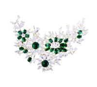 ROMISBABA Shining Green Zircon Flower Brooch Elegant Hanging Brooch Pin for Women Beautiful Decorative Accessory for Coats Cardigans and Bags