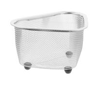 ROMISBABA Sink Mesh Basket Triangular Stainless Steel and Plastic Drain Rack for Kitchen Fruit and Vegetable Drainer Space-saving Corner Fit