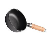 ROMISBABA Small Cast Iron Sauce Pan with Wooden Handle Integrated Molding for Even Heating for Melting Butter Cheese Candy and Pouring Oil Mini Kitchen Cooking Pot for Baking and Cooking