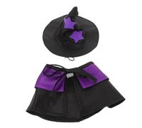 ROMISBABA Small Dog Halloween Witch Costume Set Lightweight Wizard Hat and Magical Cape for Pets S Adorable Pet Cosplay Outfit for Parties and Photo Shoots