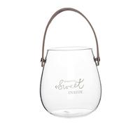 ROMISBABA Small Nordic Style Glass Storage Jar with Leather Handle Hydroponic Desktop Vase for Flowers Fruits and Home Decor Premium Craftsmanship White