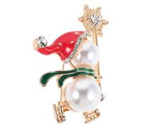 ROMISBABA Snowman Brooch Pin Christmas Edition Festive Lapel Brooch Adorned with Pearls and Rhinestones for Winter Season Daily Attire and Shawl Clips Accessories