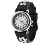 ROMISBABA Soccer Silicone Quartz Watch for Large Dial with Clear Numbers Black Cartoon Design Read Student Timepiece for Boys and Learning Management