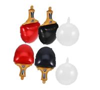 ROMISBABA Sport Theme Table Tennis Balloons with Red Black Paddles and White Balls Aluminum Foil Party Decorations for Adults Birthday Competition Scene Supplies
