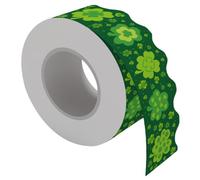 ROMISBABA St Patrick's Day Border Roll for Bulletin Board Classroom Bulletin Board Border Paper with Clover Design 1 Roll Irish Festival Sticker