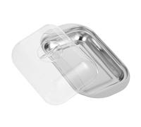 ROMISBABA Stainless Steel Butter Box with Clear Lid Practical Airtight Butter Dish for Home Kitchen Refrigerator Storage Easy to Clean Modern Design