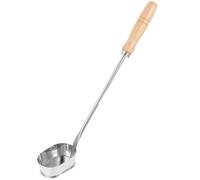 ROMISBABA Stainless Steel Frying Spoon with Handle for Deep Fryer Snacks, Kitchen Cooking Utensil for Bunuelo, Pizza, and Cookie Making, Oval Handheld Fry Scoop for Home Use