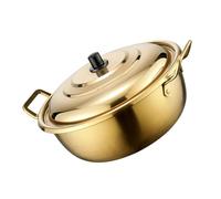 ROMISBABA Stainless Steel Korean Ramen Pot with Lid Dual Handle Soup Pan for Cooking Noodles Pasta Stew and Sauce Resistant Milk Cooking Pot for Kitchen Use
