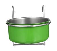 ROMISBABA Stainless Steel Parrot Feeding Bowl Hanging Bird Food Water Cup Cage Accessory for Budgie Conure Cockatiel Reusable Lightweight Bird Cage Feeder Green
