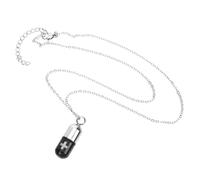ROMISBABA Stainless Steel Pill Shaped Urn Necklace for Ashes Long Chain Neck Decor Mens Choker Pendant for Memorial Keepsakes Durable and Polished for Storing Loved Ones