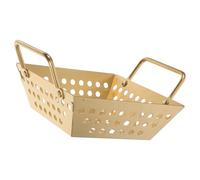 ROMISBABA Stainless Steel Square Fry Basket with Handles 16cm Gold, Multi-function Metal Snack Container for French Fries, Fried Chicken, and Fast Food Serving