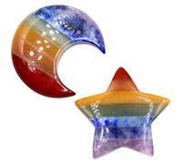 ROMISBABA Star and Moon Decorative Stones Natural Stone 2pcs Desktop Adornment Set, Stylish and Delicate for Home and Festival Decoration