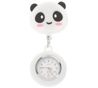 ROMISBABA Stretchable Chest Watch Panda Design White Silicone Material with Glass Mirror and Zinc Alloy, Easy to Wear Practical Pocket Watch for Nurses, Simple Style with Creative Lovely