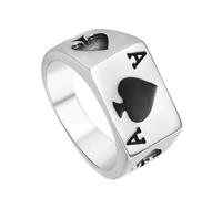 ROMISBABA Titanium Steel Ring Men’s Punk Playing Card Spade A Finger Jewelry Creative Man Finger Ornament Size 9 Suitable for Daily Wear