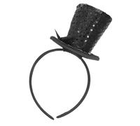 ROMISBABA Top Hat Headband Tea Party Headpiece Mini with Sequin Bow Black, Plastic Comfortable Wear, Unique 1920s Style, Fits Most Adults for Halloween and Party Accessories