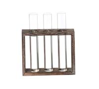 ROMISBABA Transparent Hydroponic Glass Tube Vase with Charcoal Burned Wooden Frame Simple Retro Test Tube Flower Container for Indoor Gardening and Floral Arrangement Home Decor