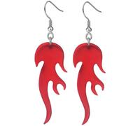 ROMISBABA Transparent Red Flame Pendant Earrings for Women Lightweight Cool Dangle Jewelry for Halloween Birthday Christmas Punk Gothic Style for Festivals and Daily Wear