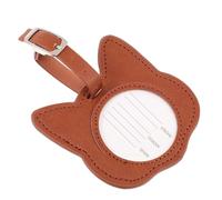 ROMISBABA Travel Luggage Tag PU Leather Cat Design, Light Brown Baggage Identifier for Suitcase and Hand Luggage, Suitable for Airport Boarding and Flight Check-in