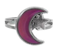 ROMISBABA Unique Silver Mood Ring Featuring Star and Moon Shapes Hypoallergenic Metal with Temperature Sensing Function Stylish Costume Jewelry Rings as Fun Jewelry for Women