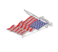 ROMISBABA Usa Flag Brooch Alloy Red American Lapel Pin with Rhinestones for Tie and Clothes, Suitable for Independence Day and National Flag Day, Creative Fashion Badge for Collectors