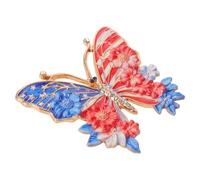 ROMISBABA Usa Flag Pin Butterfly Brooch Lightweight Zinc Alloy 250th Anniversary Memorial Patriotic Brooch with Secure Pin Mechanism for Public Appearances Gatherings