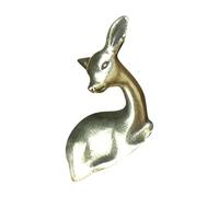 ROMISBABA Vintage Brass Deer Sculpture Desktop Ornament Retro Sika Deer Figurine Indoor Decor Small Space Saving Sitting Statue for Living Bedroom Office
