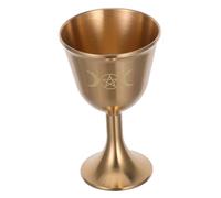 ROMISBABA Vintage Copper Holy Cup Altar Goblet for Ceremonial Water Offering with Unique Embossed Design Easy to Maintain Decorative Metal Craft for Rituals and Temple Use