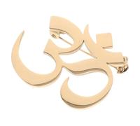 ROMISBABA Vintage Finish with Fine Relief Detailing Brooch Om Symbol in Golden Stainless Steel and, Religious Brooch and Suit Pin Accessories for Meditation