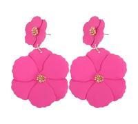 ROMISBABA Vintage Floral Tassel Earrings Long Exaggerated Drop Statement Petal Dangle Earrings for Women Wedding Party Accessories Pink