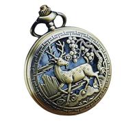 ROMISBABA Vintage Pocket Watch Men Hollow Quartz Mechanical Deer Pattern Flip Cover Small Portable Watch for Men Battery Suitable for Daily Use