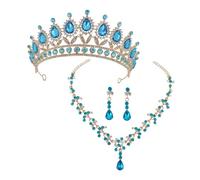 ROMISBABA Vintage Rhinestone Crown and Earrings for Bride Elegant Drop Jewelry with Necklace Wedding Accessory for Prom Evening Party Photo Shoot Birthday Gift