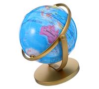 ROMISBABA Vintage Rotating Earth Globe with Stand Blue Desktop Geography Globe for Office Decor Educational World Map Sculpture for Learning and Home Display