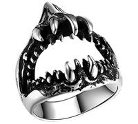 ROMISBABA Vintage Shark Mouth Titanium Steel Ring for Men Fashion Finger Ring Jewelry Creative Cool Style Birthday Valentines Party Graduation