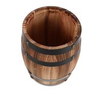 ROMISBABA Vintage Wooden Barrel Utensil Holder for Kitchen Counter Scratch Resistant Rustic Cutlery Storage Bucket Compact Retro Organizer for Chopsticks Spoons Forks Dining Table