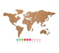 ROMISBABA Wall Cork Board World Map with Adhesive Backing, Rustic Wooden Cork Pin Board for Home Office Decor, Farmhouse Style World Travel Map Decoration, Random Accessory Random Color