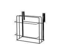 ROMISBABA Wall-Mounted Iron Cutting Board Rack with Double Layer Design for Cupboard Door, Black Dishcloth Hanger to Expand Kitchen Storage Space and Drain Bath Towels Efficiently
