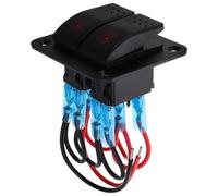 ROMISBABA Waterproof Aluminum Rocker Switch Panel Red LED Backlit, 2 Gang Toggle Switch for Marine, Automotive, and Boat Applications