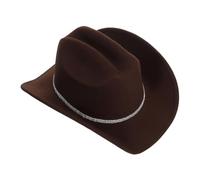 ROMISBABA Western Cowboy Hat Felt Fedora with Rhinestone Band Lightweight Breathable Jazz Party Headgear for Men Women Sturdy Construction for Summer Outdoor Activities and Western Themed Brown