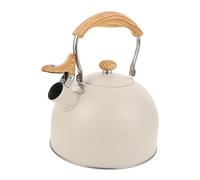 ROMISBABA Whistling Teakettle Beige Flat Bottom Stainless Steel Water Heating Kettle for Stove Top Use Automatic Sound Safety Whistle Suitable for Tea Milk Heating