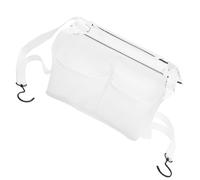 ROMISBABA White Hanging Bathroom Shower Basket Mesh Storage Organizer with Dual Hooks Portable Toiletries Holder for Cosmetics Towels and Small Items Capacity Draining Mesh Bag for Travel