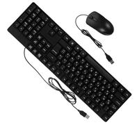 ROMISBABA Wired Usb Keyboard and Mouse Combo Quiet Typing Simple Design for Office and Home Use with Russian Letters Ergonomic Computer Accessory