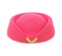 ROMISBABA Women Stewardess Hat Felt Flight Attendant Cap Lightweight Air Hostess Costume Accessory for Festival Dressing and Stage Performance in Bright Rosy Colour